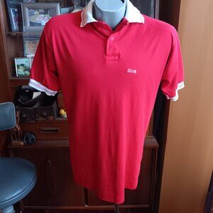 Vintage Single Stitch LeTigre 19 80's Polo Shirt Men's Large Red Embroidered Log